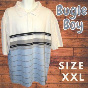 Bugle Boy Mens XXL Light Blue & White Striped Polo